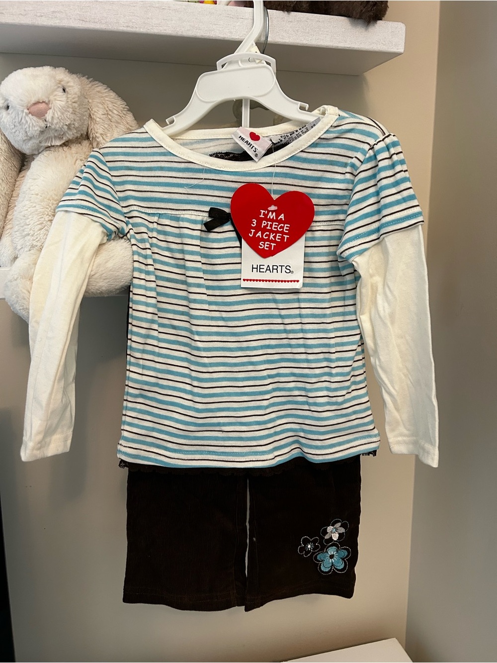 NWT Y2K Style Toddler Outfit Set Corduroy Pants Striped Top